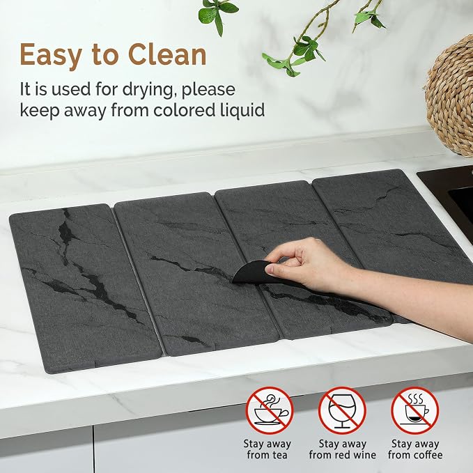 Large Stone Dish Drying Mat for Kitchen Counter, Foldable Water Absorbing - Image 5