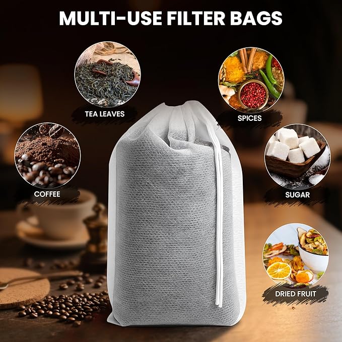 Cold Brew Bags, 4 * 6 Inch Fine Mesh Drawstring Pouches, Fits Mason Jars & - Image 5