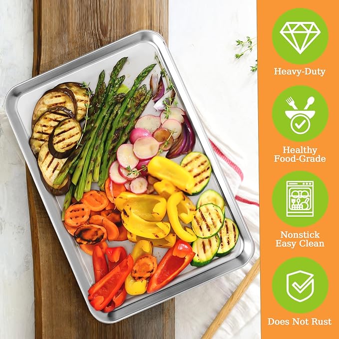 CEKEE 4 Pack Baking Pans Set, Nonstick Stainless Steel Cookie Sheets - Image 2