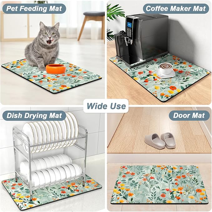 Rnivvi Coffee Mat, Hide Stain Rubber Backed Absorbent Dish Drying Pad - Image 7