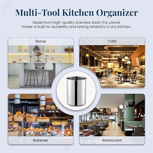 OCS Parts 6.75-Inch Kitchen Utensil Holder | Stainless Steel Dishwasher Safe - Image 6