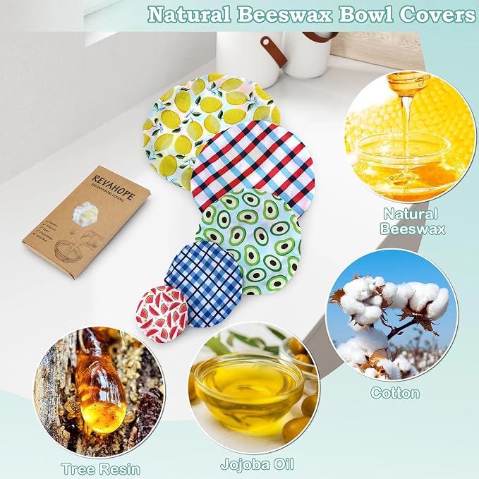 5-Size Reusable Beeswax Bowl Covers - Image 3