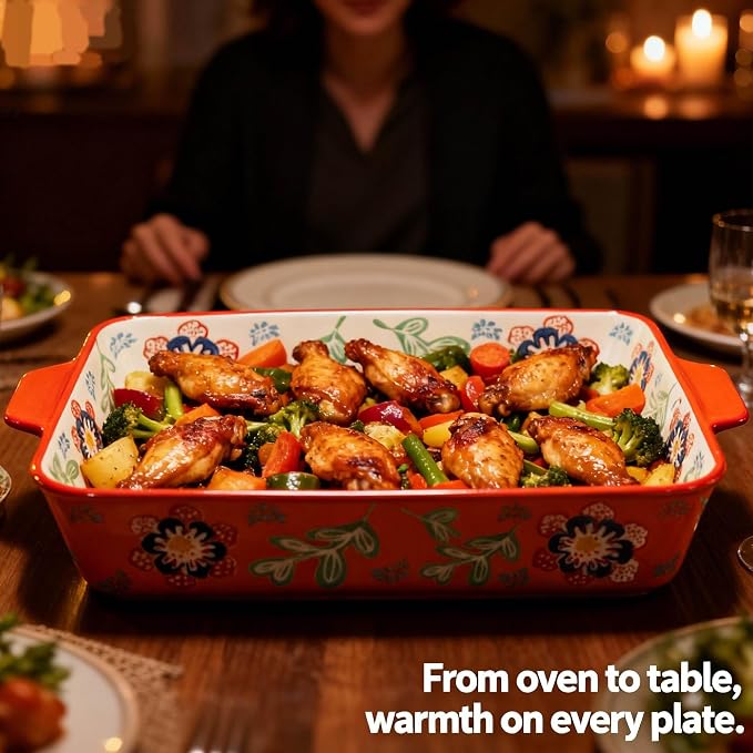 Ceramic Baking Dish Set of 2, 3QT & 1.2QT Stoneware Casserole Dishes - Image 9