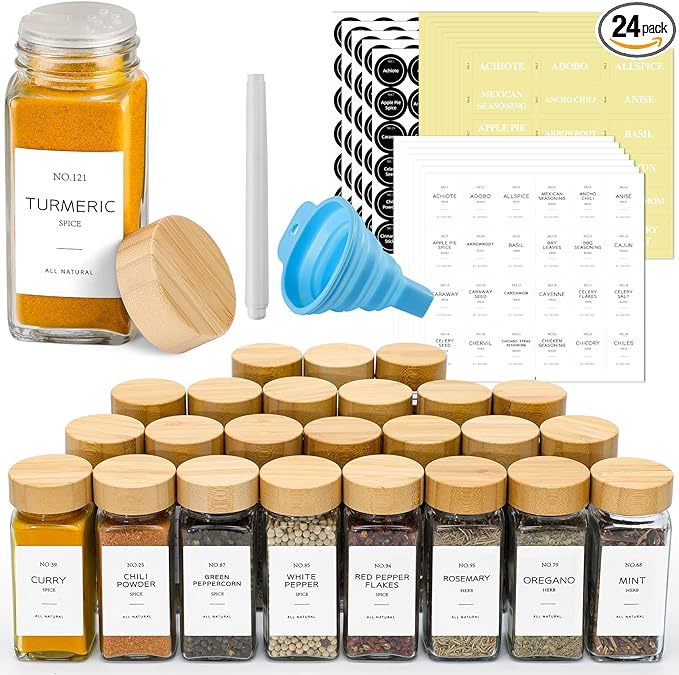 NETANY 24 Pcs Glass Spice Jars by NETANY