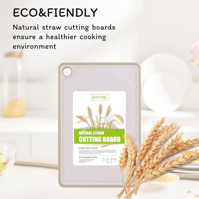 Cutting Board for Kitchen, Wheat Straw Fiber Cutting Board, Dish Washer Safe - Image 4