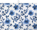 Blue Floral Dish Drying Mat for Kitchen Counter Flower Leaves Drying Pad by MOUNTANLLY