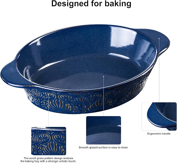 Dafuceramic Casserole Dishes for Oven Sets of 3, Ceramic Oval Baking Dish - Image 5