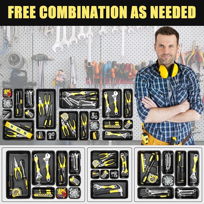 60PCS Tool Box Organizer Tray Divider, More Large Sizes-5 Sizes Desk Drawer - Image 7