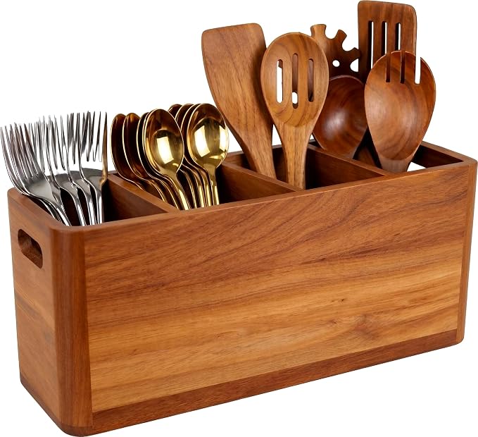 Wooden Kitchen Utensil Holder for Countertop by YourSpaceYourWay-Rasydyn