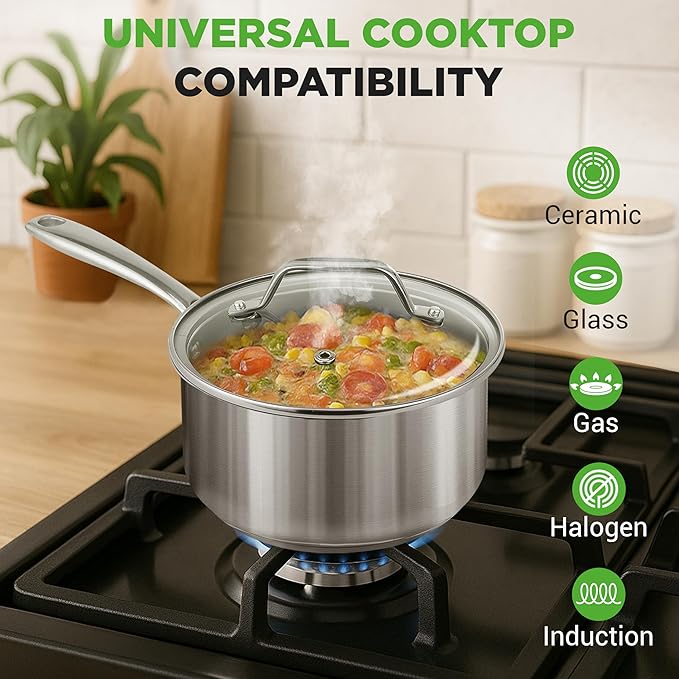 NutriChef 2-Quart Stainless Steel Saucepan - Image 3