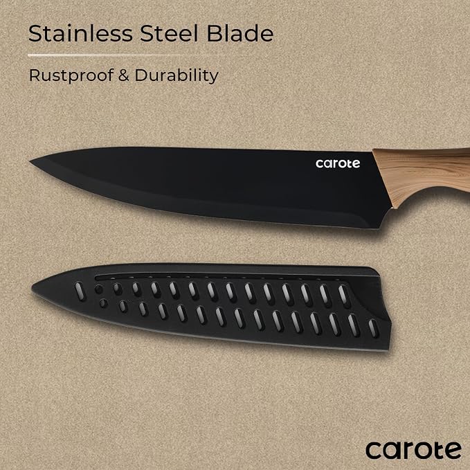 CAROTE 12PCS Knife Set, Stainless Steel Kitchen Knife Set - Image 4