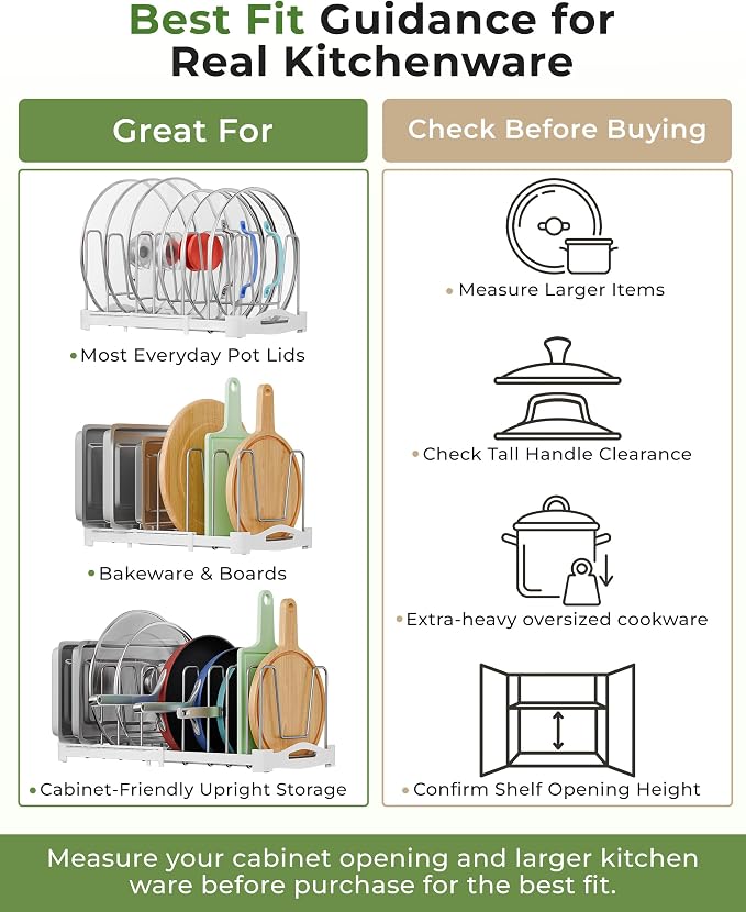 EVERIE Adjustable Bakeware Organizer Pot Lid Holder Rack - Image 9