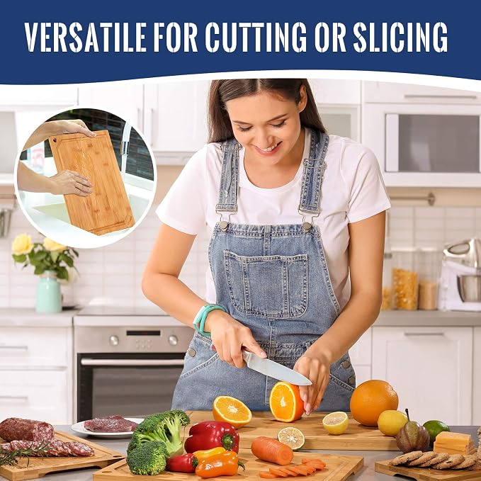 Hiware 4-Piece Extra Large Bamboo Cutting Boards Set - Image 7
