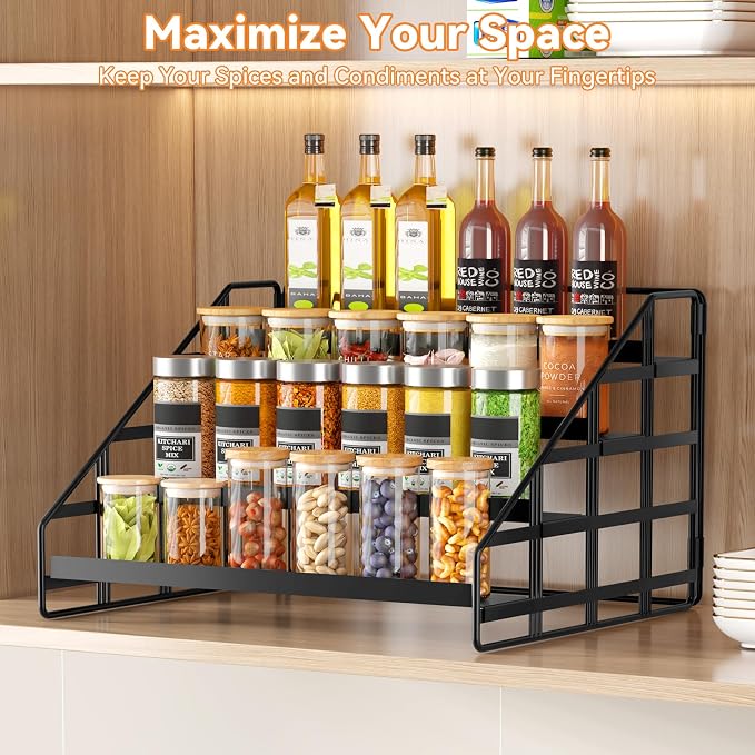 Bunoxea Spice Rack 4 Tier Kitchen Cabinet Organizer, Countertop Spice Rack - Image 3