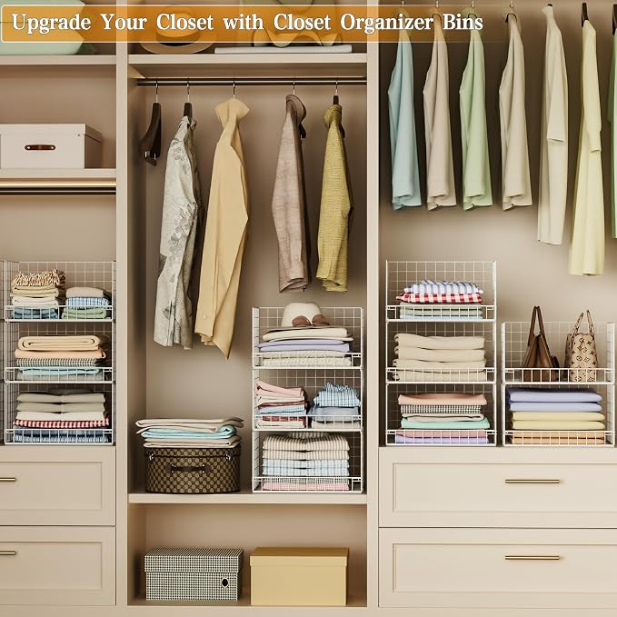 Yociyoga Closet Organizers and Storage Basket- 3-Tier Stackable Storage Bins - Image 9