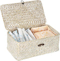 Sumnacon Wicker Basket with Lid Rectangle Woven Baskets by Sumnacon