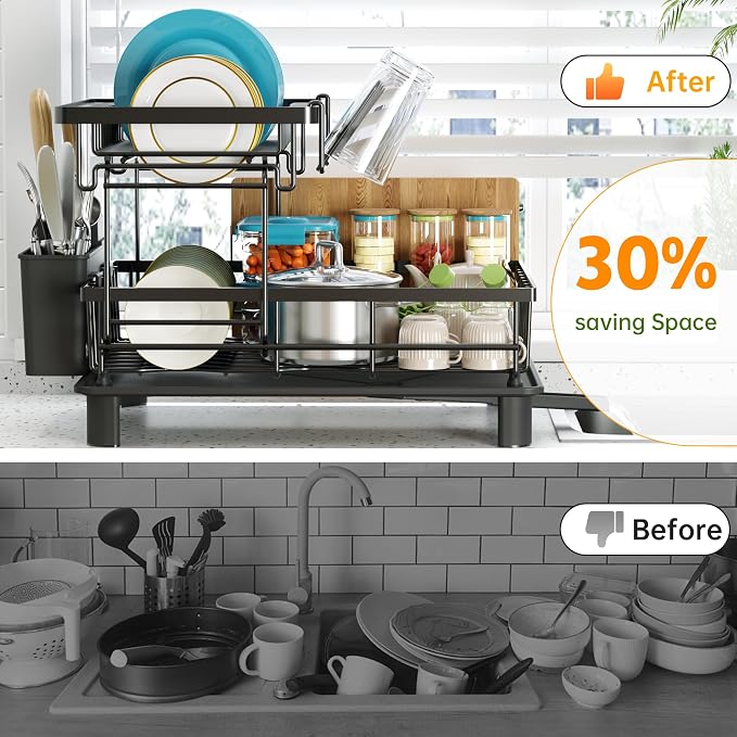Dish Drying Rack, 2 Tier Dish Racks - Image 6