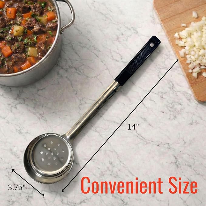 6 Ounce Slotted Stainless Steel Portion Control Ladle Spoon - Image 6