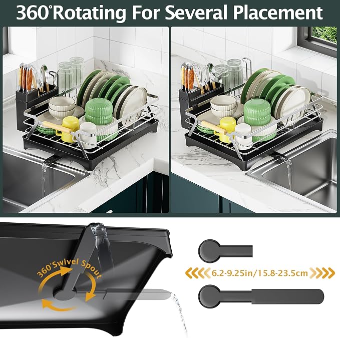 Epicano Dish Drying Rack for Kitchen Counter, Space-Saving Dish Rack, Rustproof - Image 6