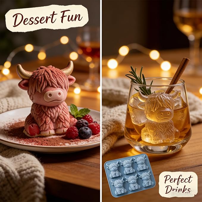 Mini Highland Cow Ice Cube Mold, Funny 3D Highland Cow Ice Cube Tray, Cute - Image 4