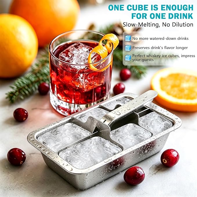 Stainless Steel Ice Cube Tray, Large Ice Cube Trays Mold - Image 2