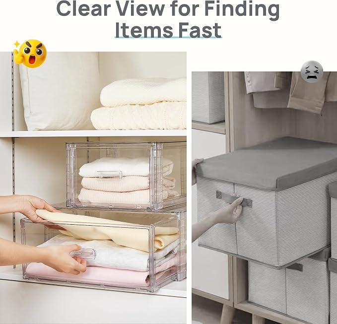 Vtopmart 2 Pack 18QT Clear Stackable Storage Drawers, Easily Assemble Closet - Image 8