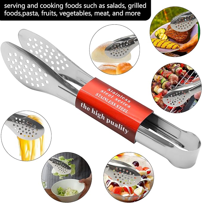 6 Pack Buffet Tongs, Stainless Steel Serving Tongs Serving Utensils 7Inch - Image 5