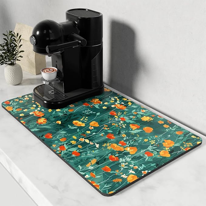 Rnivvi Coffee Mat, Hide Stain Rubber Backed Absorbent Dish Drying Pad by Rnivvi