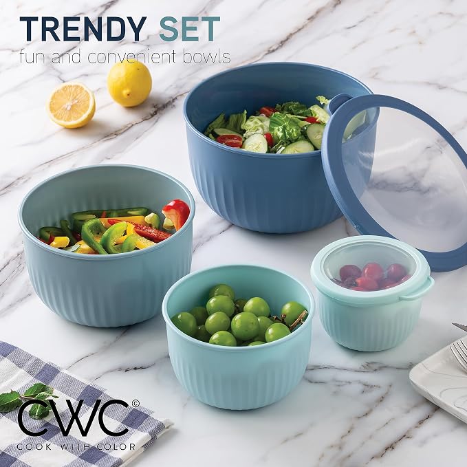 COOK WITH COLOR Prep Bowls with Lids- Wide and Deep Nesting Plastic Small - Image 2