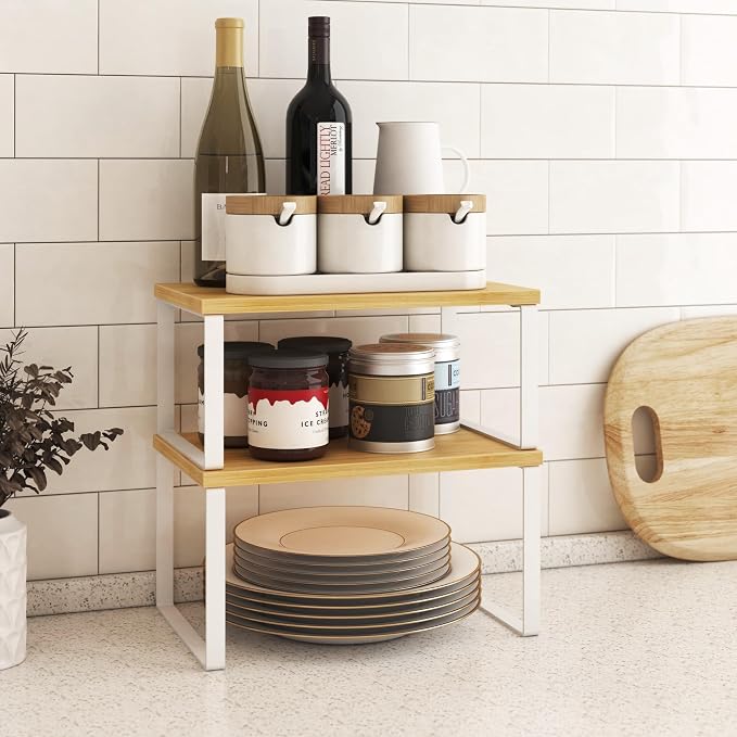 Kitchen Cabinet Organizer Shelf Set of 4, Sturdy Kitchen Counter Shelves - Image 4
