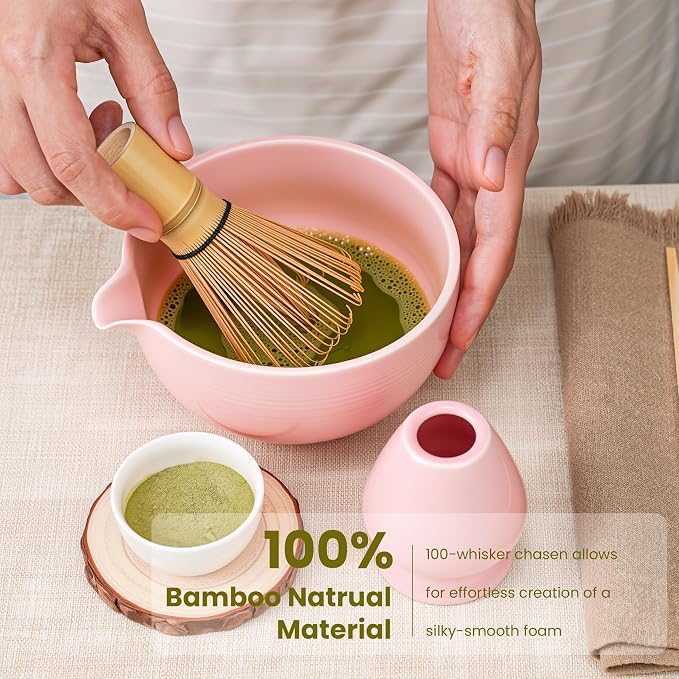 Matcha Whisk Set, Ceramic Bowl Matcha Kit & Handcrafted Bamboo Chasen, Complete - Image 5
