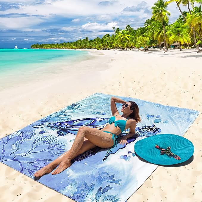 HIHOHO Beach Blanket Waterproof Sandproof Extra Large Beach Mat 79" X - Image 6