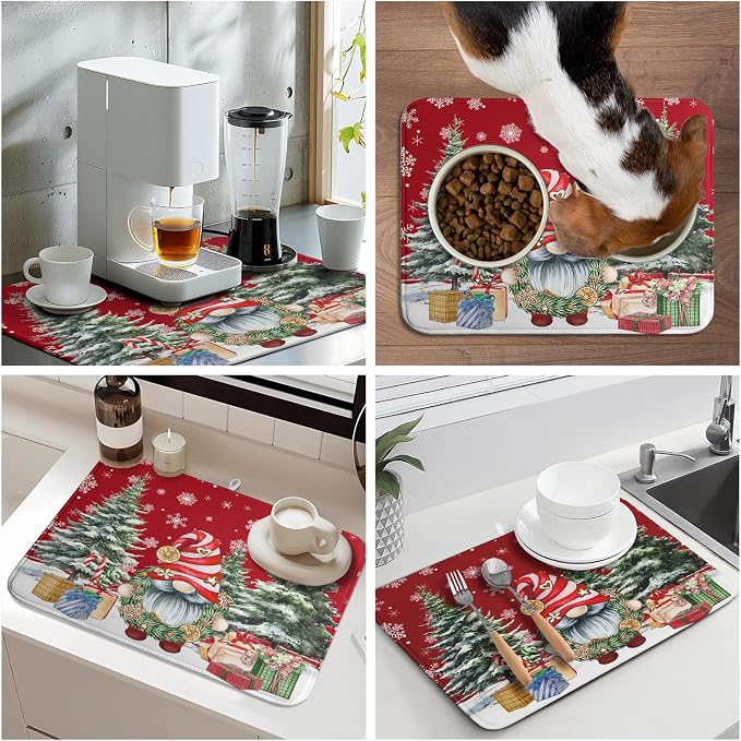 Christmas Dish Drying Mat for Kitchen Counter, Merry Christmas Dish Drying Mat - Image 9