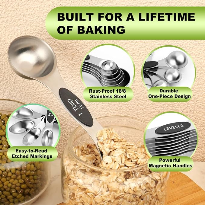 Magnetic Measuring Spoons Set Stainless Steel - Image 3