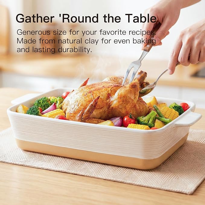 Dafuceramic Casserole Dish for Oven, 4.2 QT Baking Dish, 9x13 Large Porcelain - Image 3