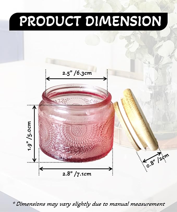4 oz Pink Mini Glass Jars with Airtight Bamboo Lids 12 pack, Decorative Small - Image 2