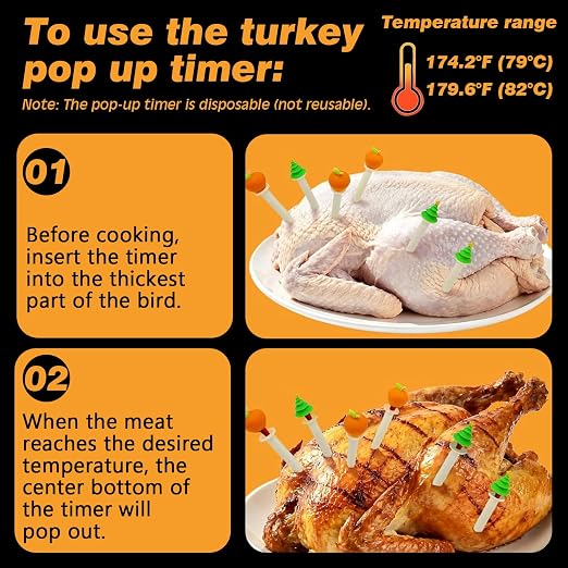 CloudHand Meat Turkey Pop Up Timer & Flavor Injector Set, Turkey Thermometer - Image 4