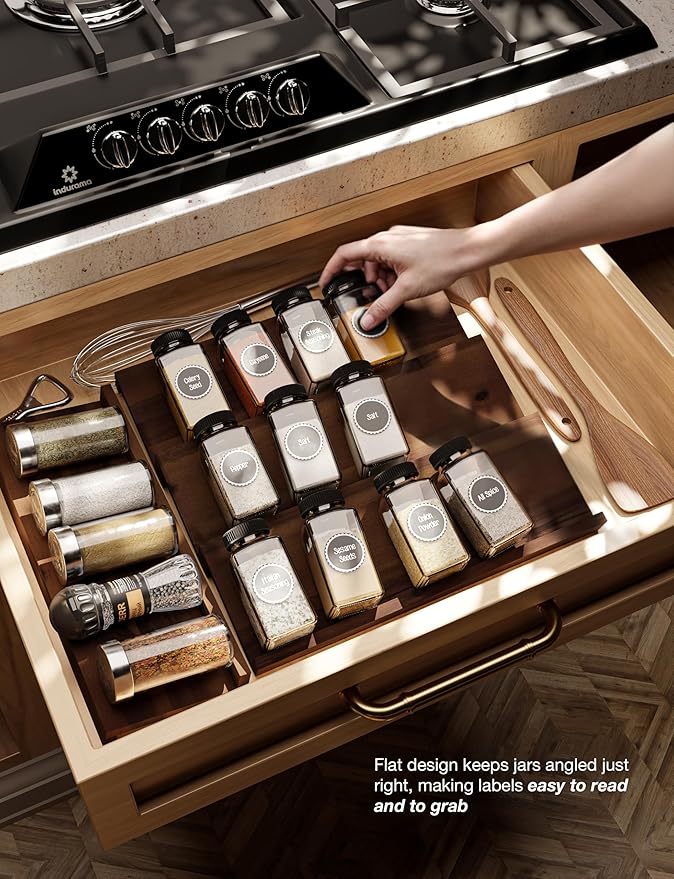 Tinamo Acacia Wooden Spice Rack Organizer - Image 5