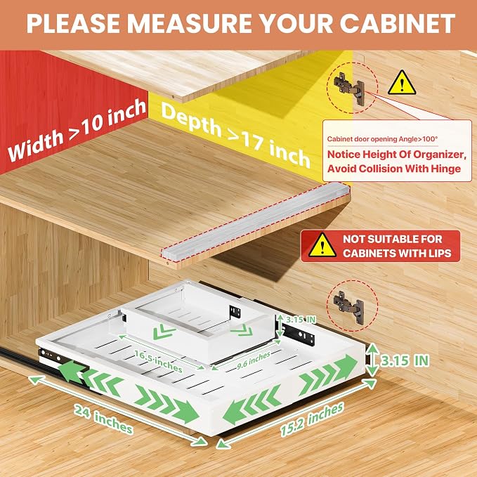 2 Pack Pull out Cabinet Organizer, Width Depth, - Image 2