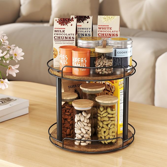 LAMU 9'' Wood Lazy Susan Turntable Organizer - Image 8
