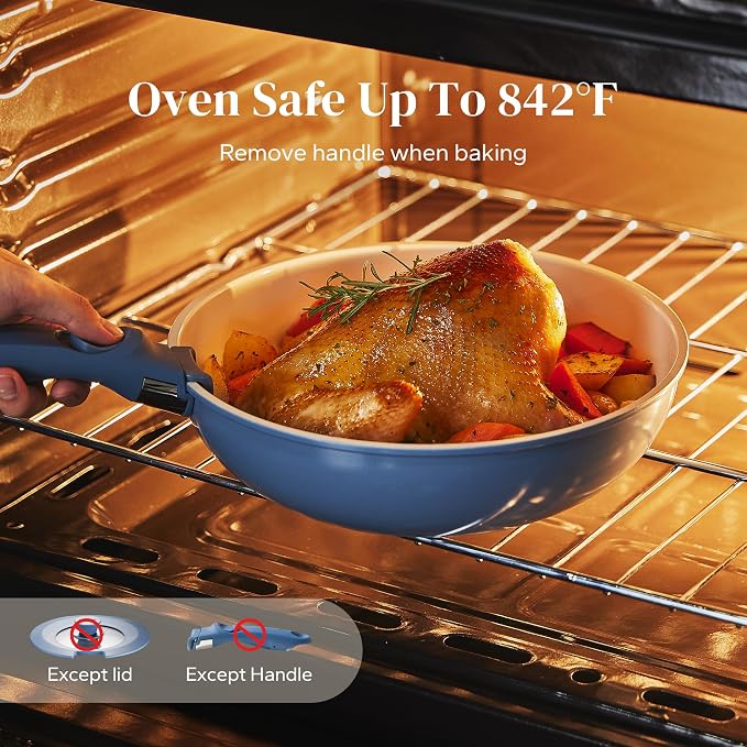 Redchef Ceramic Cookware Set, Removable Handle Pots and Pans Non-Stick - Image 3