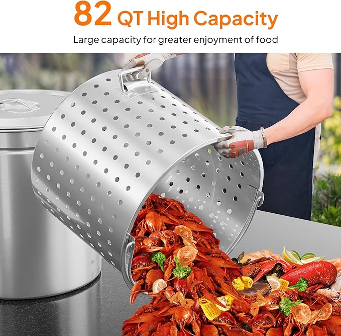 ROVSUN 82-Quart Stainless Steel Turkey Fryer & Seafood Boil Pot - Image 2