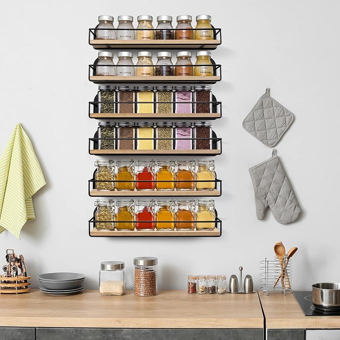 TJ.MOREE 2 Pack Spice Rack Wall Mount Rustic Style Hanging Spice Organizer - Image 7