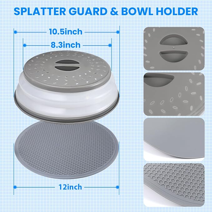 Microwave Cover for Food and Silicone Mat Collapsible Microwave Splatter Cover - Image 6