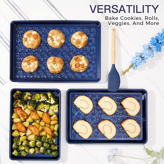 HONGBAKE Nonstick Baking Sheet Pan Set of 3, Cookie Sheets - Image 4