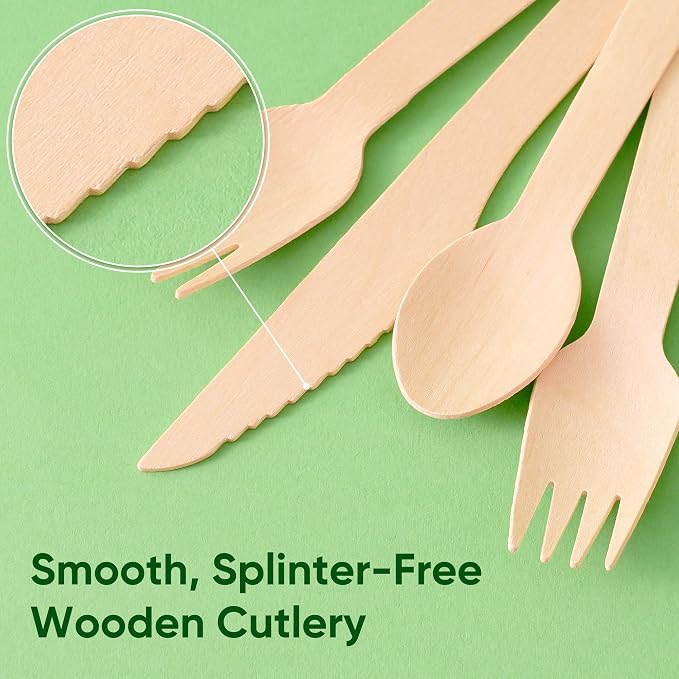 Disposable Wooden Utensils Set, Compostable Utensils, Disposable Cutlery - Image 6