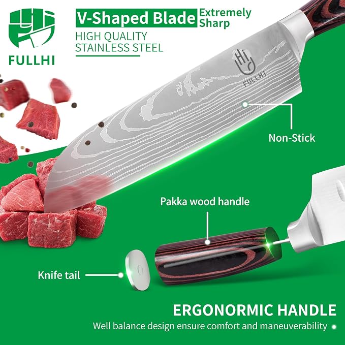 FULLHI 15pcs Japanese Knife Set - Image 3