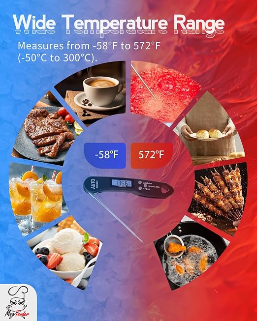 5 PCs Instant Read Meat Thermometer, 1.2s Fast Read, ±1°F Accuracy, -58°F to - Image 3
