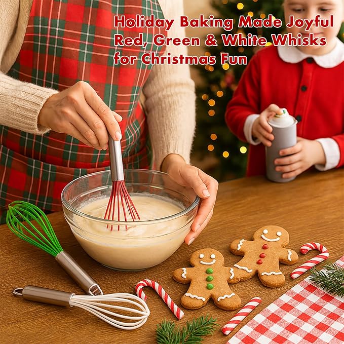 OYV Christmas Whisk Set – 3 Sizes – Holiday Red, Cooking & Mixing, Christmas - Image 3
