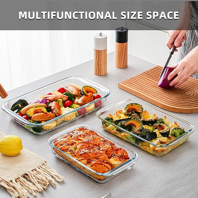 3 Pack High Borosilicate Glass Baking Dishes - Image 3